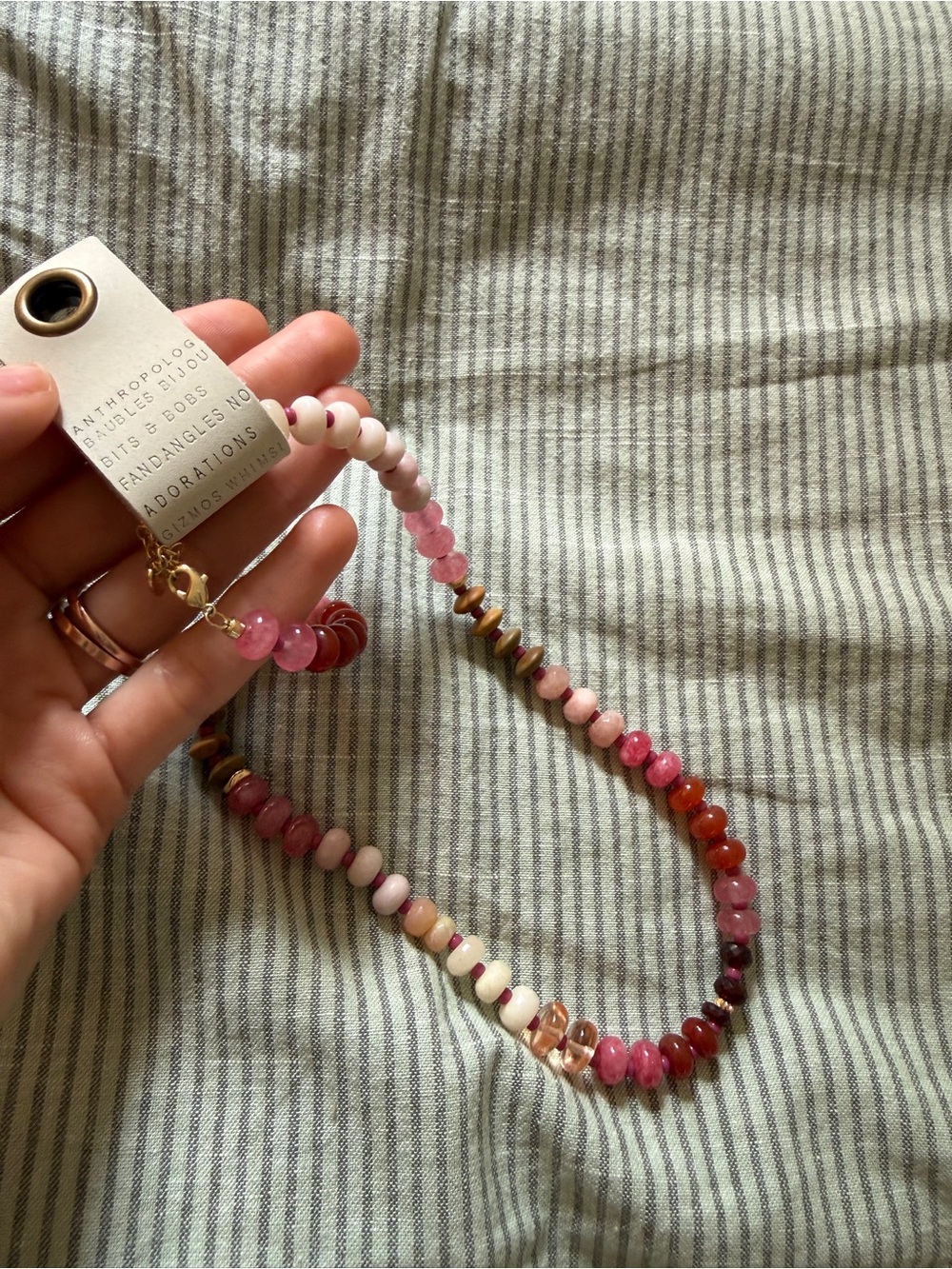 Anthropologie Rainbow Stone Beaded Necklace